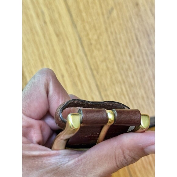 Genuine Leather Bonded Lacing Woven Braided Brown Belt Brass Buckle Size 40 - Picture 9 of 9